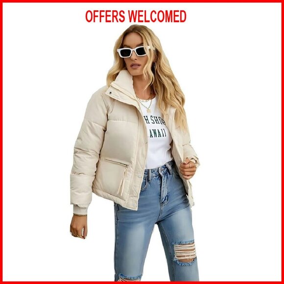 Jackets & Blazers - Cropped Puffer Jacket Women's Winter Warm Quilted Lightweight Coat